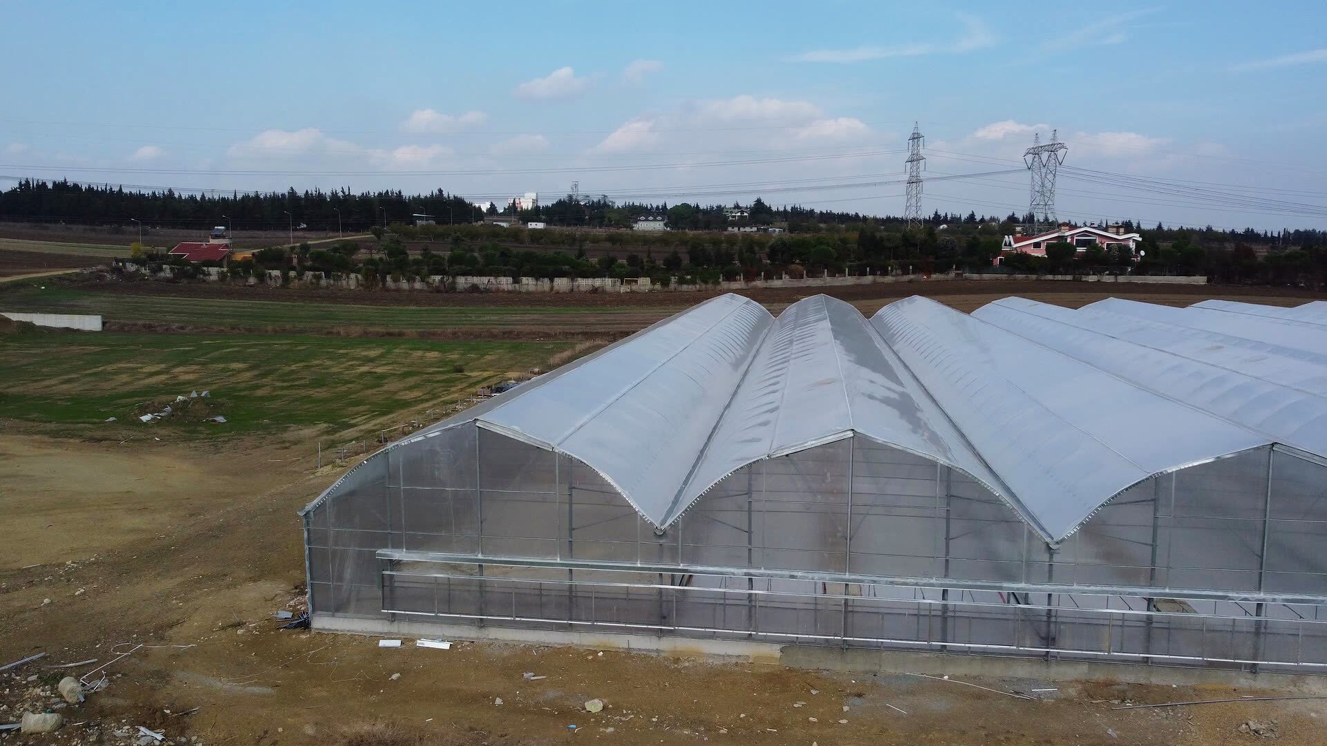 Modern gothic-type greenhouse arches under the roof cover at Tibbi Silivri.
