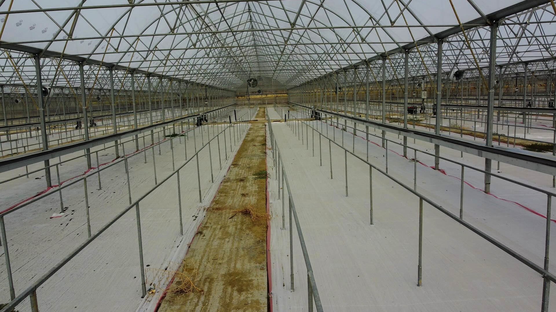 Inside the house: built and equipped, ahead of first planting.