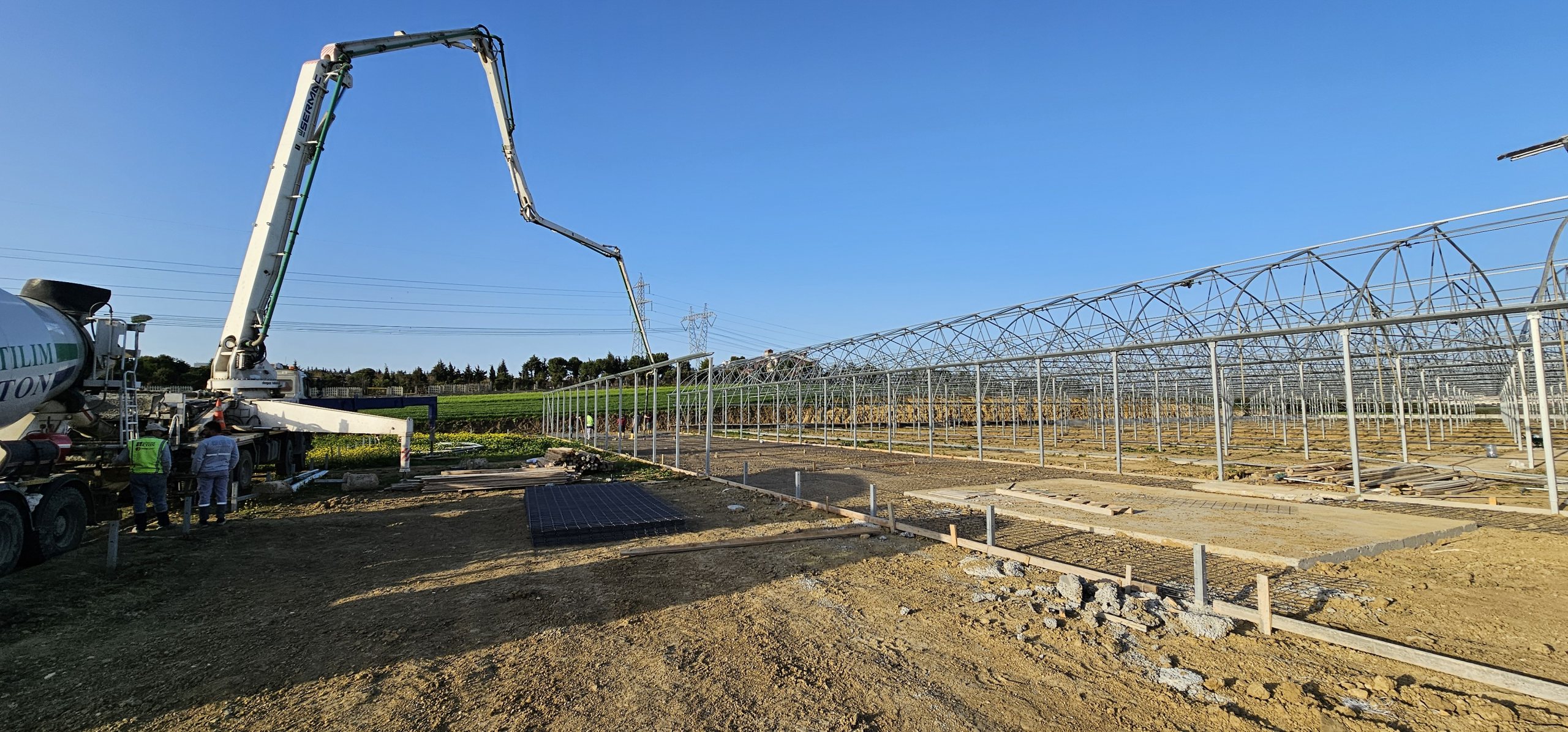 Concrete pump working on site
